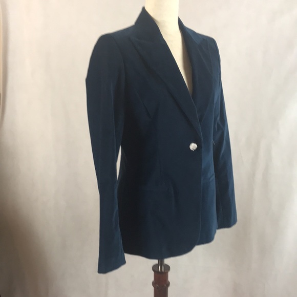NWT Tahari One-Button Blue Velvet Blazer - Picture 3 of 9